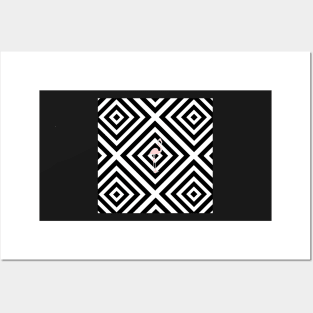 Flamingo - Abstract geometric pattern - black and white. Posters and Art